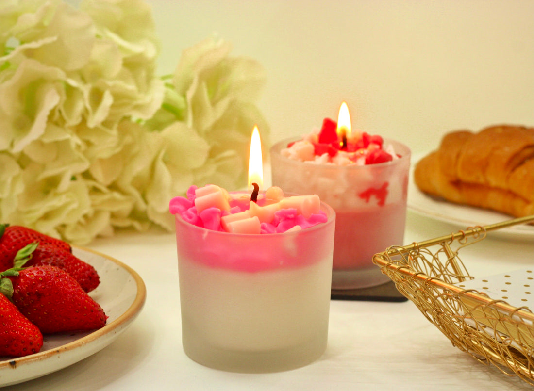 White Rose Heart Candle